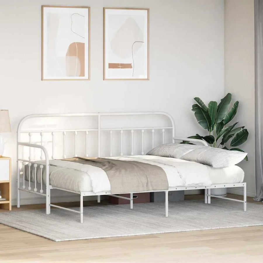 Cadre de lit de jour Blanc 80 x 200 cm Acier enduit de poudre - 3