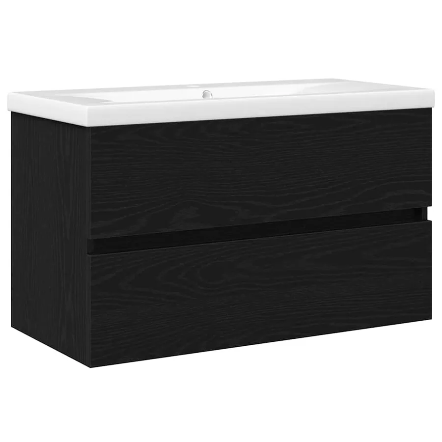 Meuble de Lavabo de Salle de Bain Chêne noir 80 x 39 x 62 cm - 2
