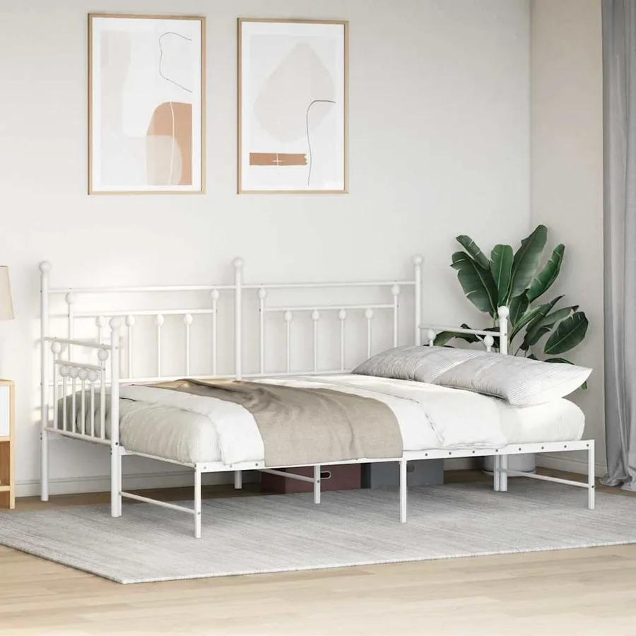 Cadre de lit de jour Blanc 80 x 200 cm Acier - 3
