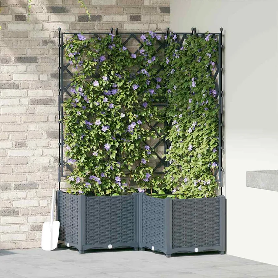 Cache-pot de jardin 3 pc Gris clair 80 x 80 x 143 cm PP