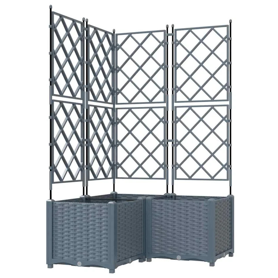 Cache-pot de jardin 3 pc Gris clair 80 x 80 x 143 cm PP - 2