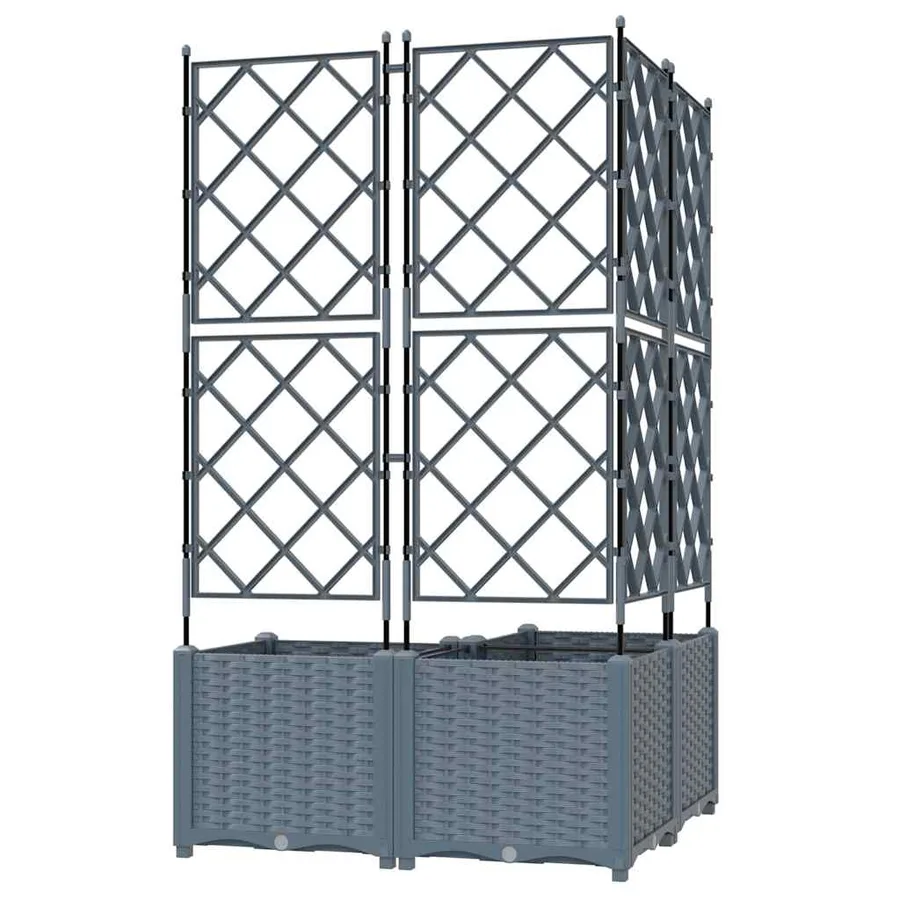 Cache-pot de jardin 3 pc Gris clair 80 x 80 x 143 cm PP - 5