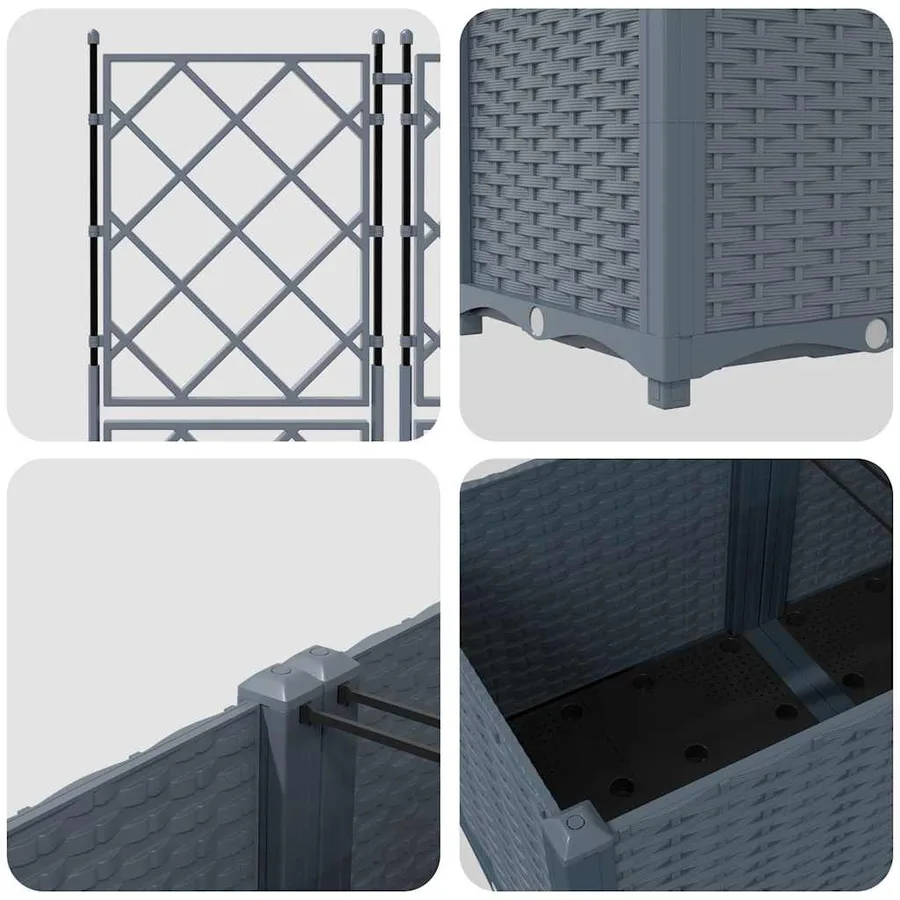 Cache-pot de jardin 3 pc Gris clair 80 x 80 x 143 cm PP - 6
