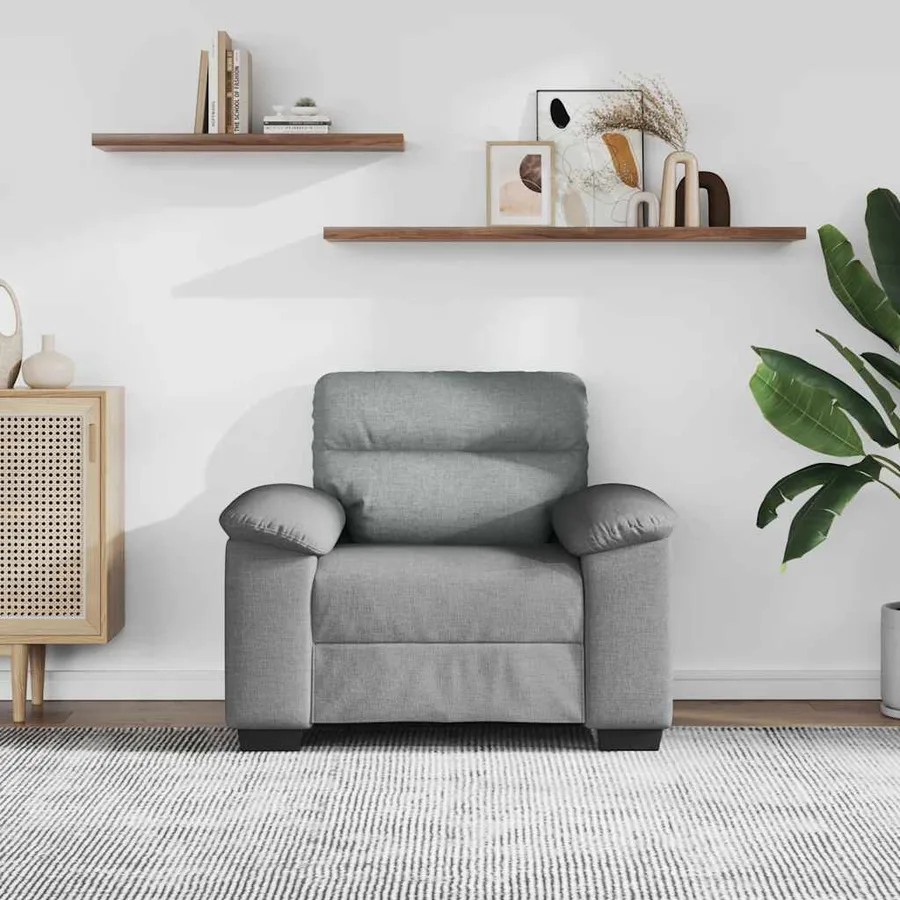 Fauteuil gris clair 100x81x84 cm tissu - 3