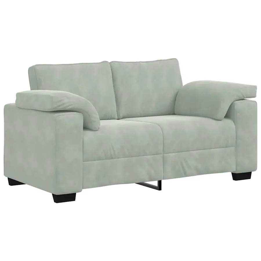 Ensemble canapé 2 pcs avec coussins velours gris clair - 4