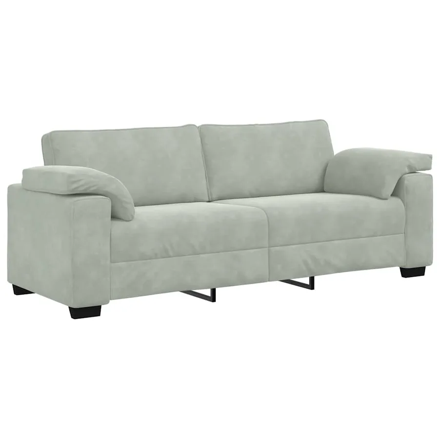 Ensemble canapé 2 pcs avec coussins velours gris clair - 5