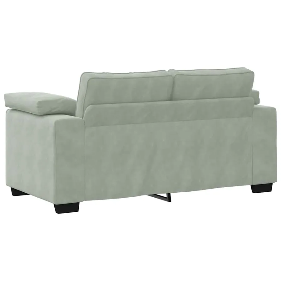 Ensemble canapé 2 pcs avec coussins velours gris clair - 6