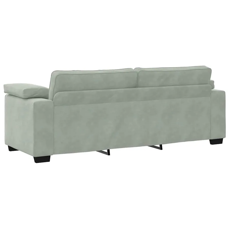 Ensemble canapé 2 pcs avec coussins velours gris clair - 7