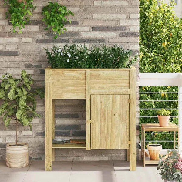 Jardin haut avec étagère Marron Pinède imprégnée