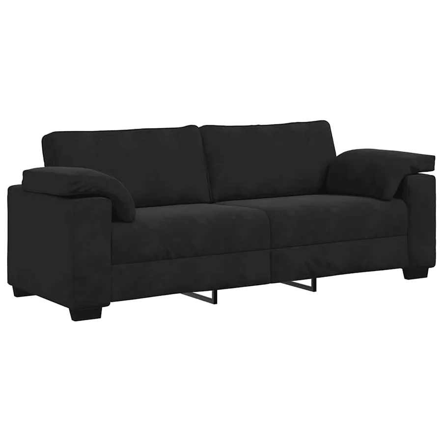 Ensemble de canapés 3 pcs avec coussins Noir Velours - 6