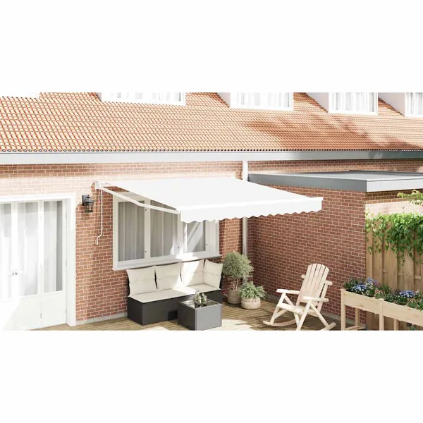 Auvent rétractable Blanc 350 x 250 cm Polyester et métal