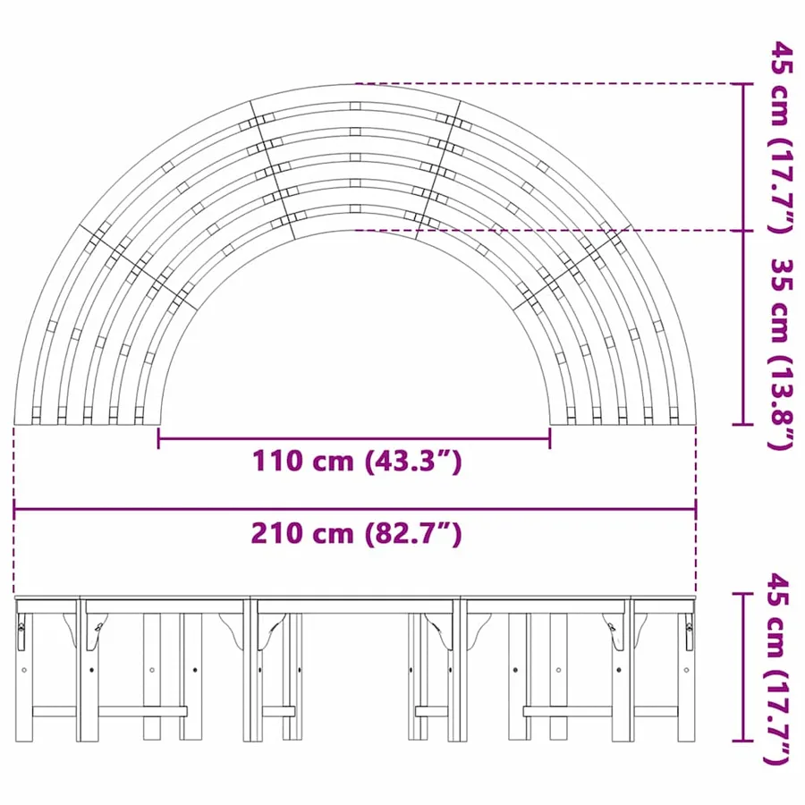 Banc d'Arbre 4-Nombre de places 210 x 80 x 45 cm - 8