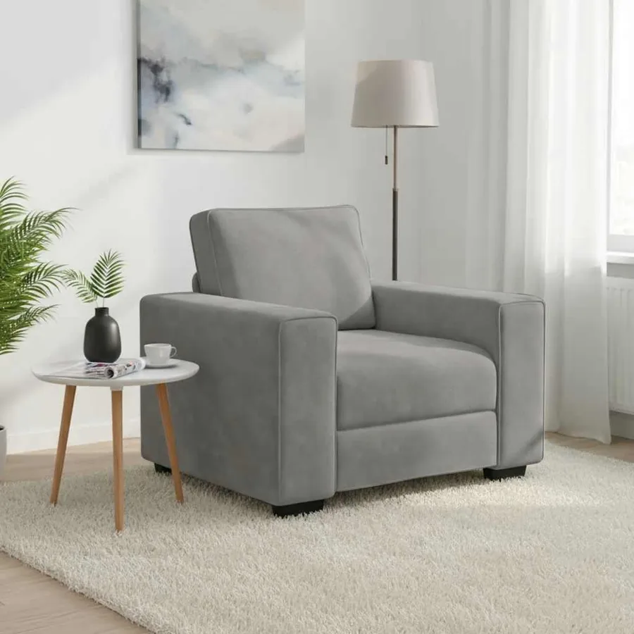 Fauteuil Gris clair 100x77x82 cm Velours