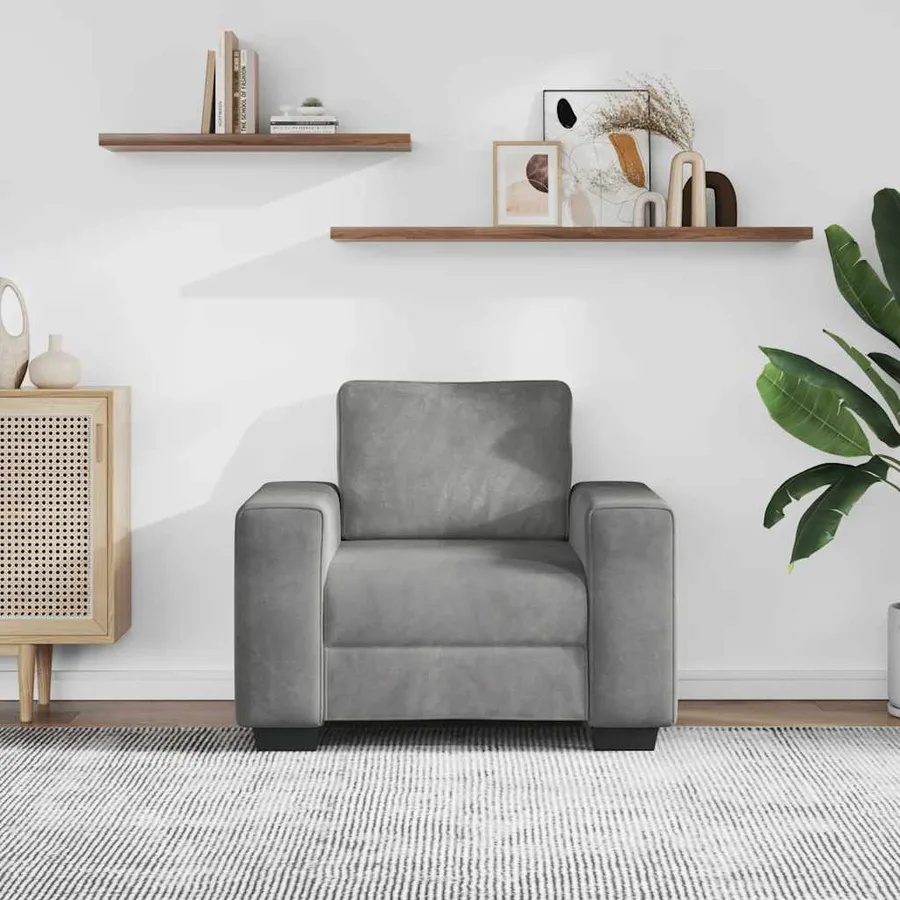 Fauteuil Gris clair 100x77x82 cm Velours - 3