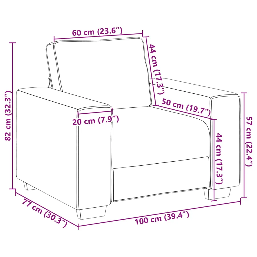 Fauteuil Marron 100 cm tissu - 8