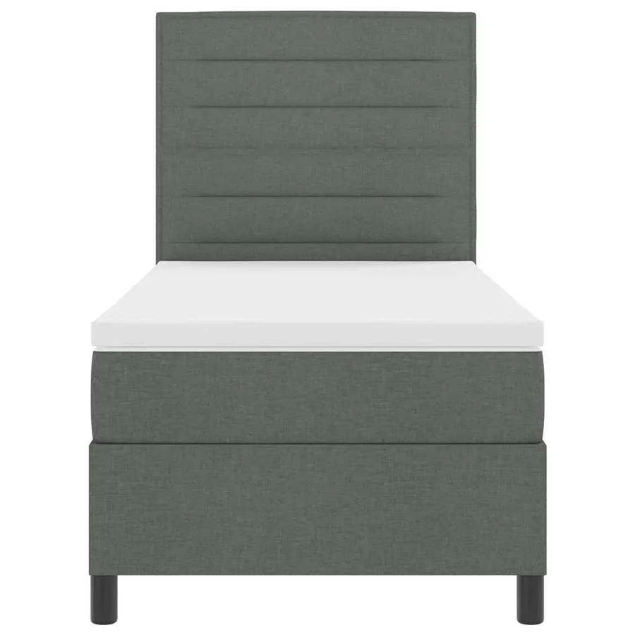 Lit à ressorts avec matelas Gris foncé 100 x 200 cm tissu - 7