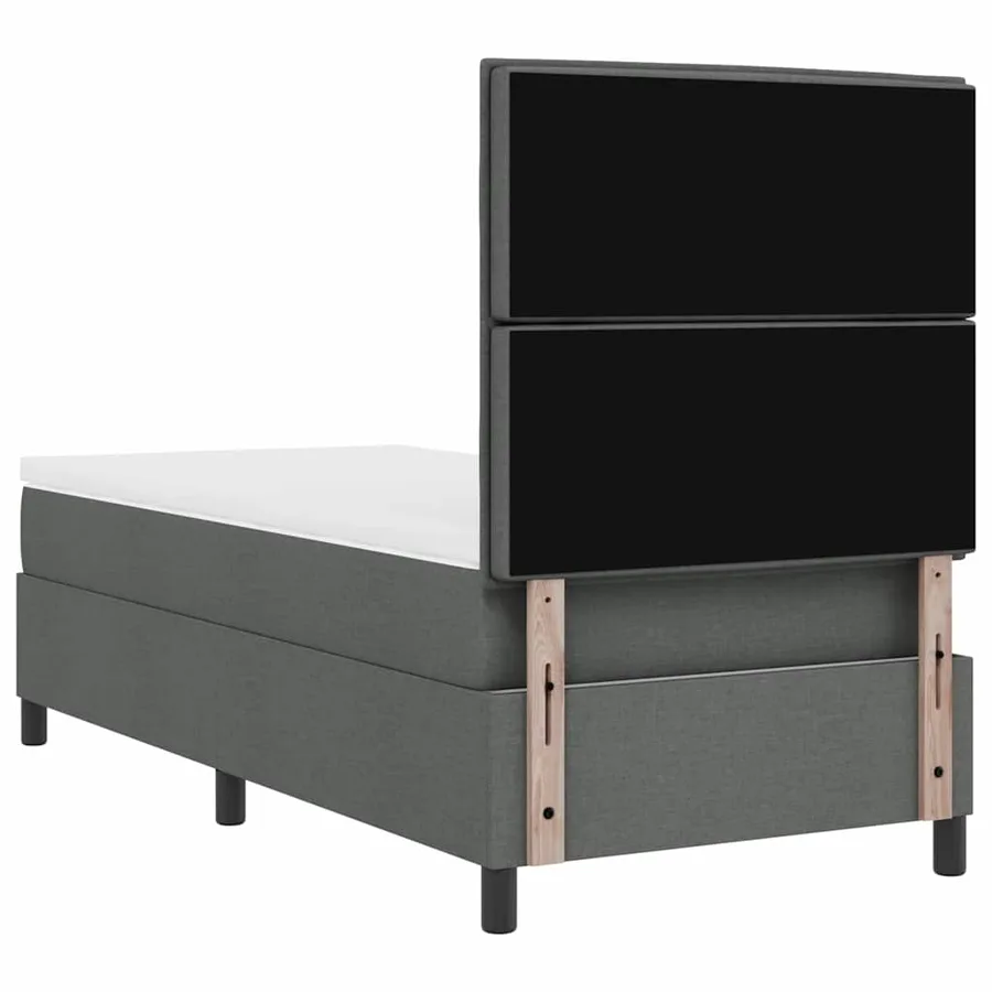 Lit à ressorts avec matelas Gris foncé 100 x 200 cm tissu - 9