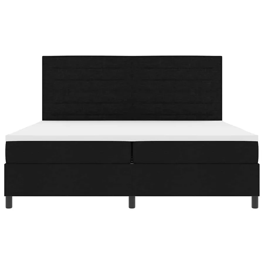 Lit à ressorts avec matelas Noir 200 x 200 cm tissu - 6