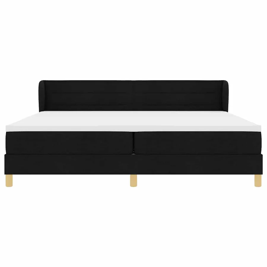 Lit à ressorts avec matelas Noir 200 x 200 cm tissu - 7