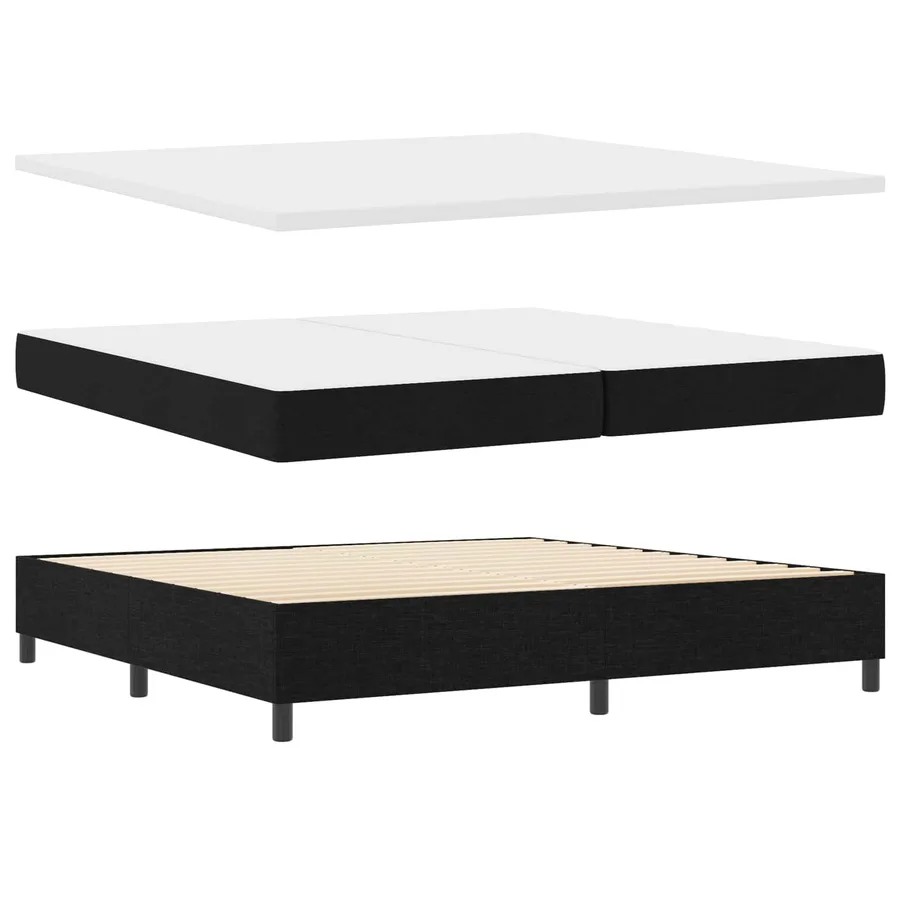 Lit à ressorts avec matelas Noir 200 x 200 cm tissu - 5