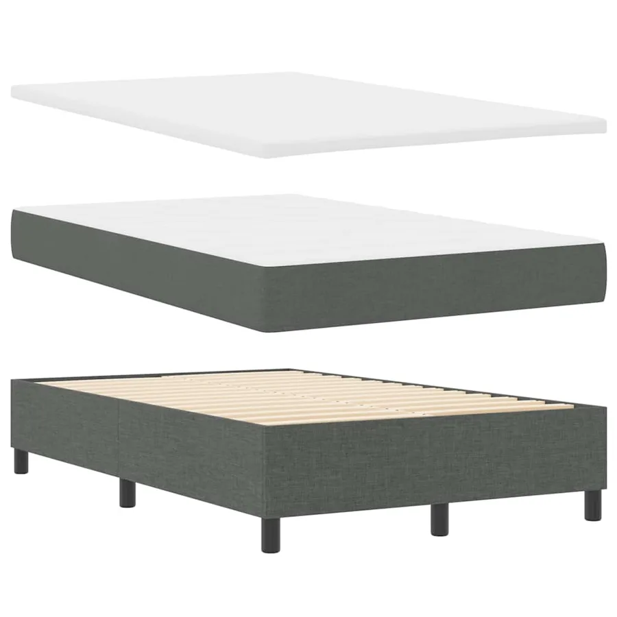 Lit à ressorts avec matelas Gris foncé 120 x 200 cm tissu - 7