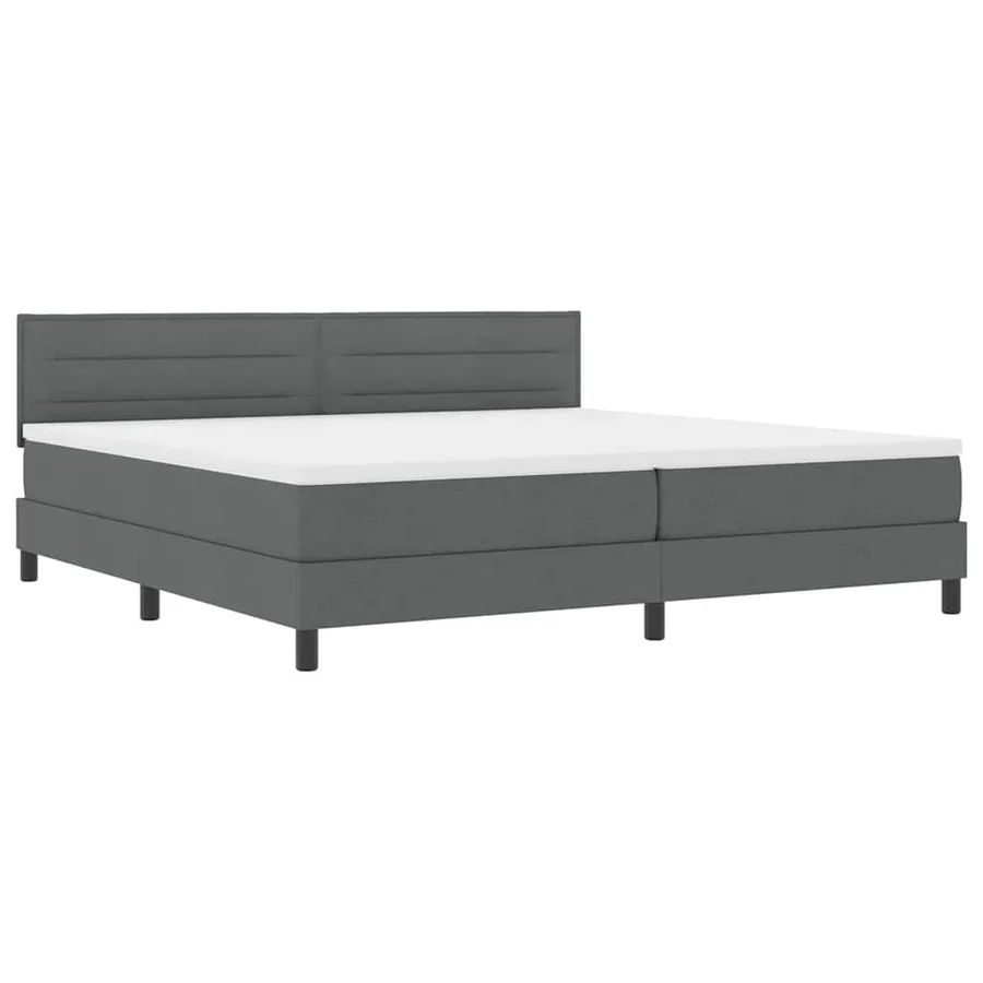 Lit à ressorts avec matelas Gris foncé 200 x 200 cm tissu - 2