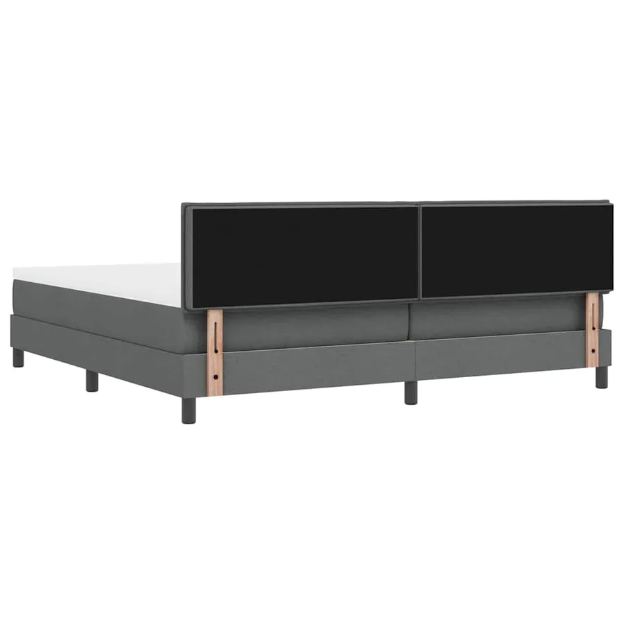 Lit à ressorts avec matelas Gris foncé 200 x 200 cm tissu - 8