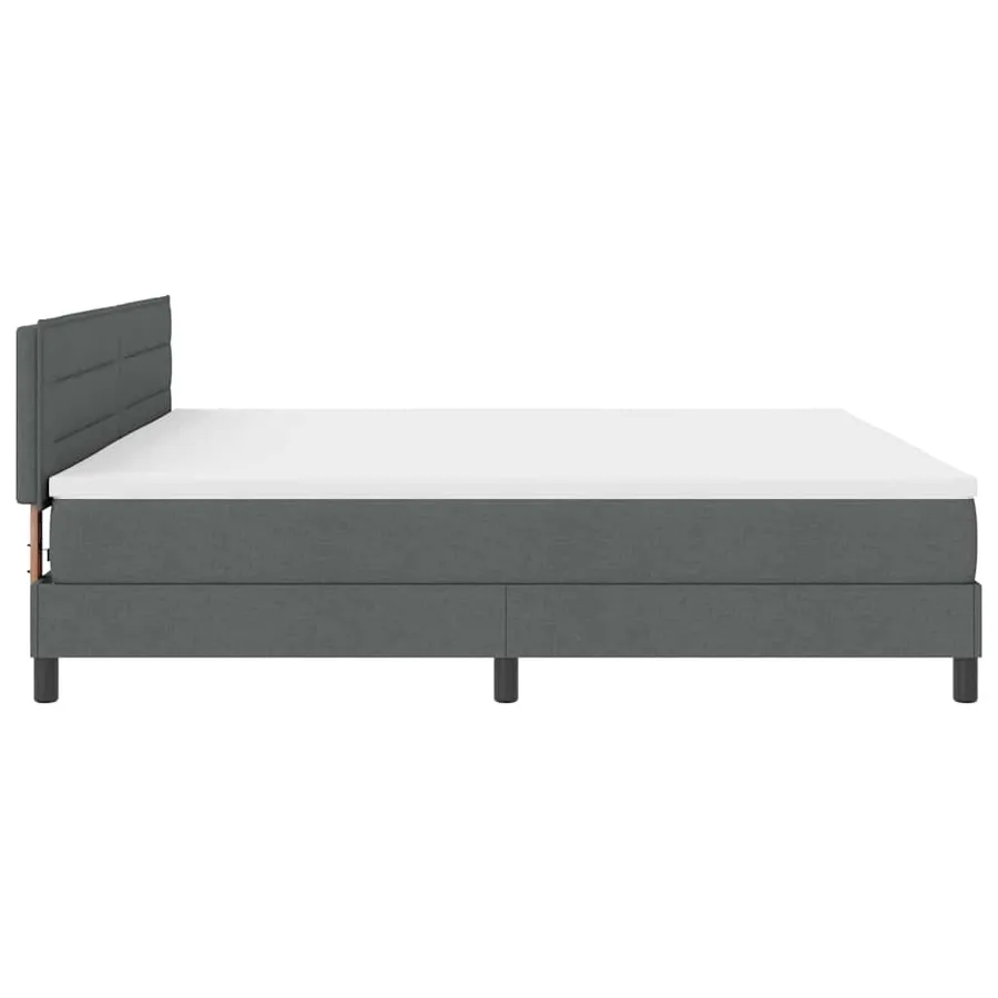 Lit à ressorts avec matelas Gris foncé 200 x 200 cm tissu - 9
