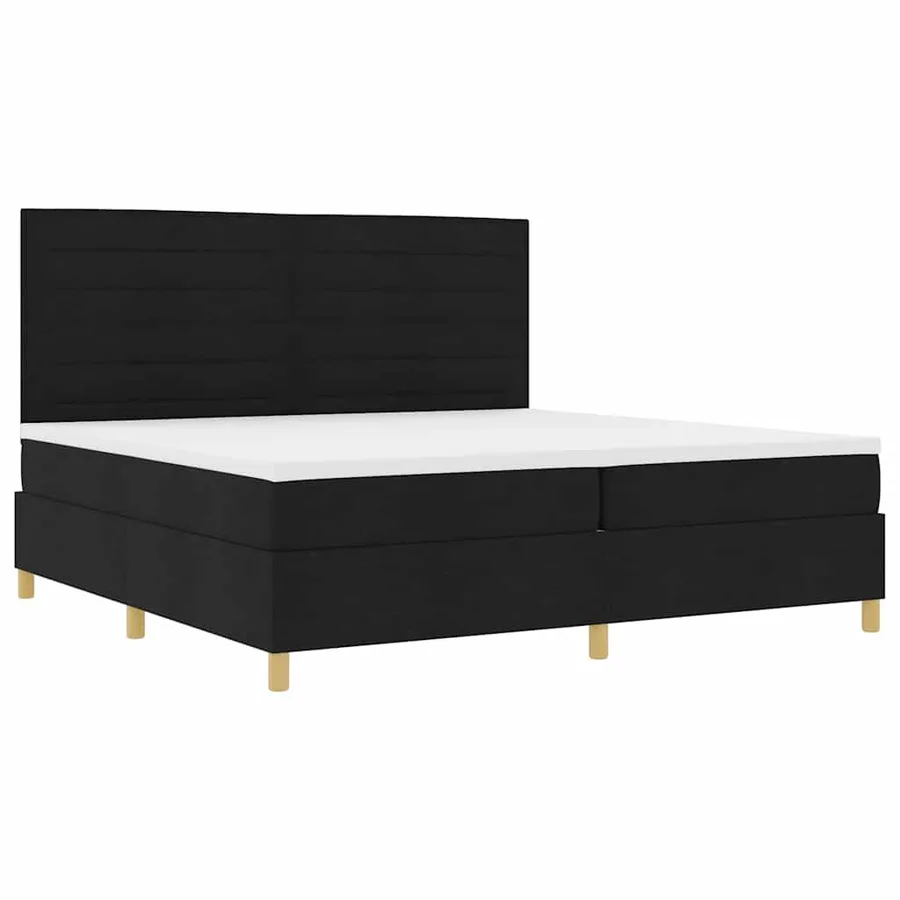 Lit à ressort LED avec matelas Noir 200 x 200 cm tissu - 6