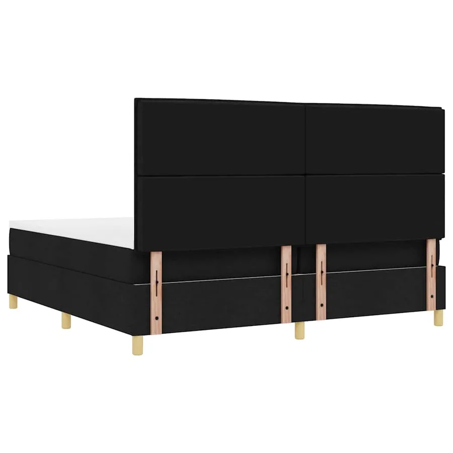 Lit à ressort LED avec matelas Noir 200 x 200 cm tissu - 8