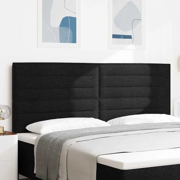 Tête de lit LED avec bandes LED Noir 200 cm tissu