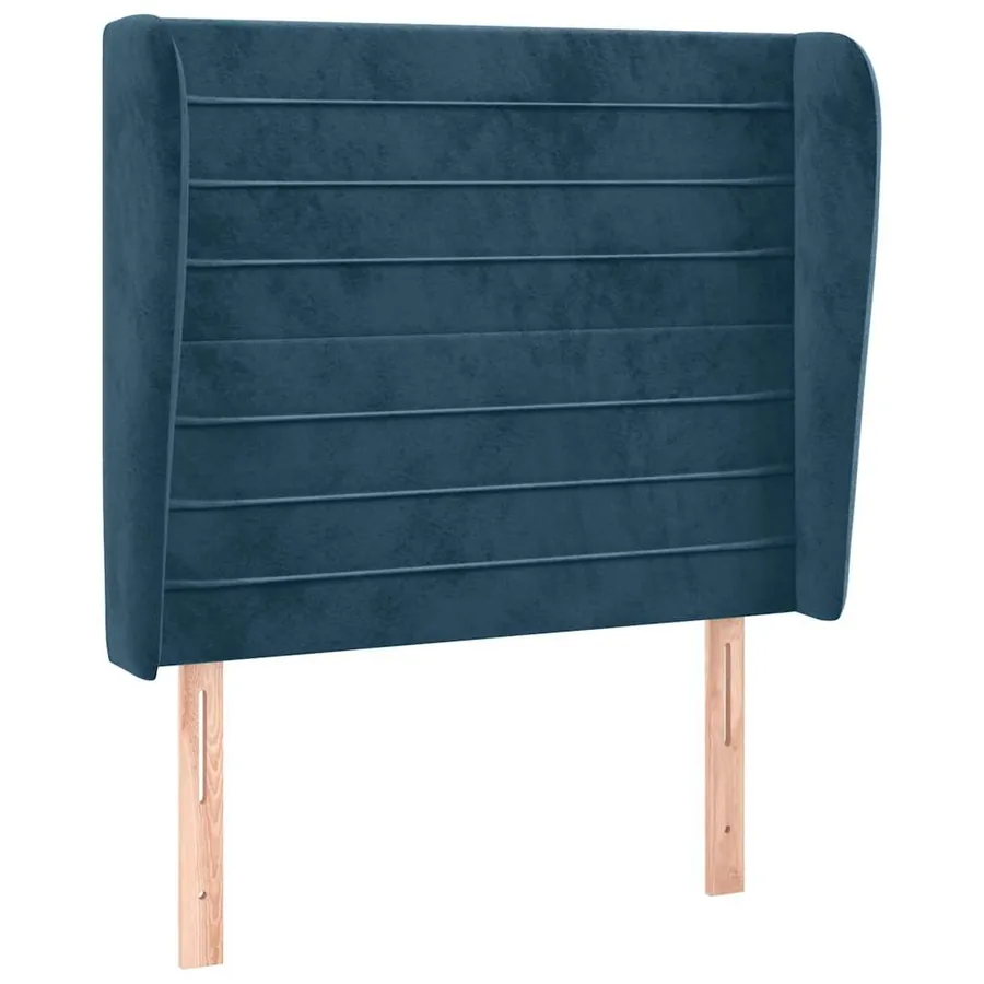 Tête de lit avec oreilles Bleu foncé 103x23x118/128 cm Velours - 2