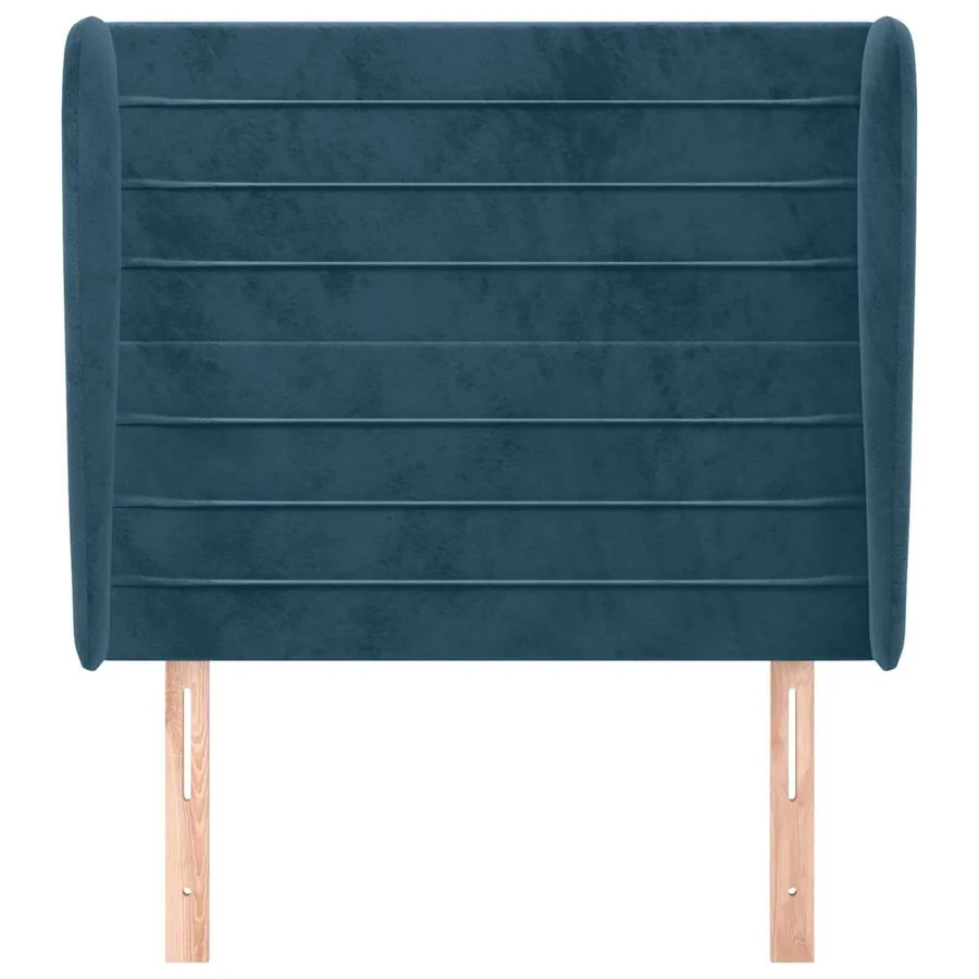 Tête de lit avec oreilles Bleu foncé 103x23x118/128 cm Velours - 3