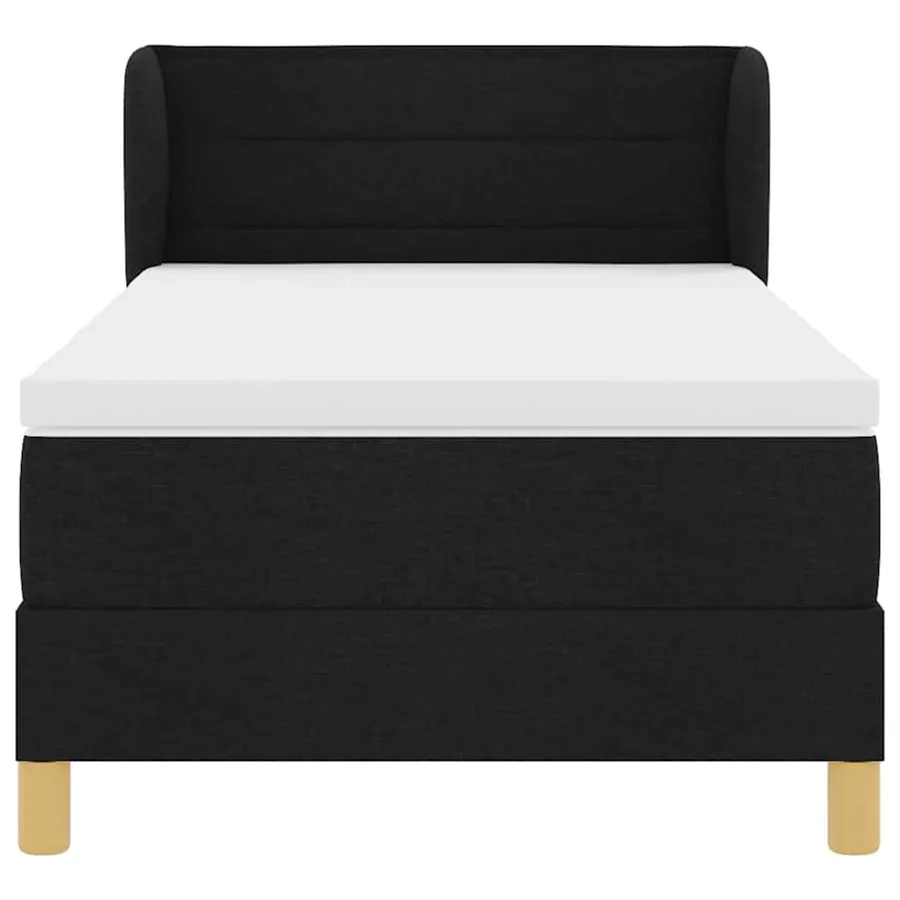 Lit à ressorts avec matelas Noir 100 x 200 cm tissu - 7