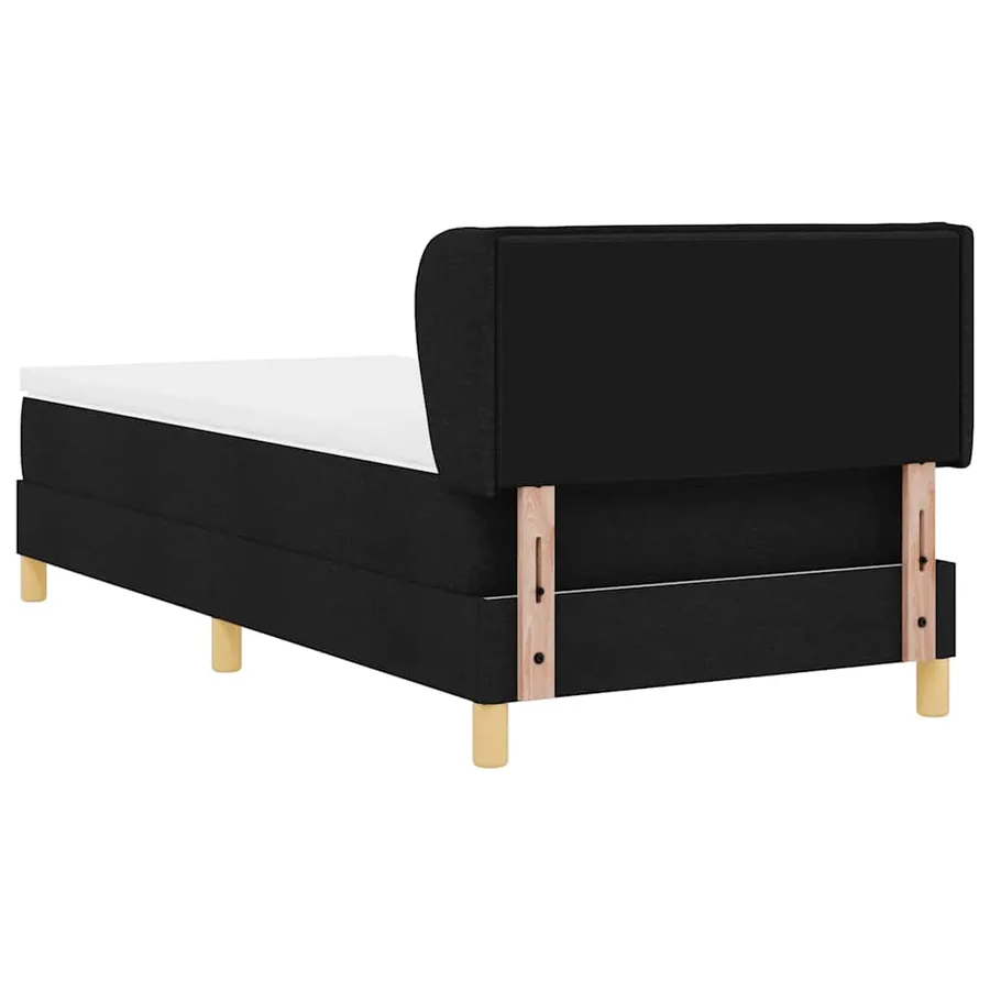 Lit à ressorts avec matelas Noir 100 x 200 cm tissu - 9