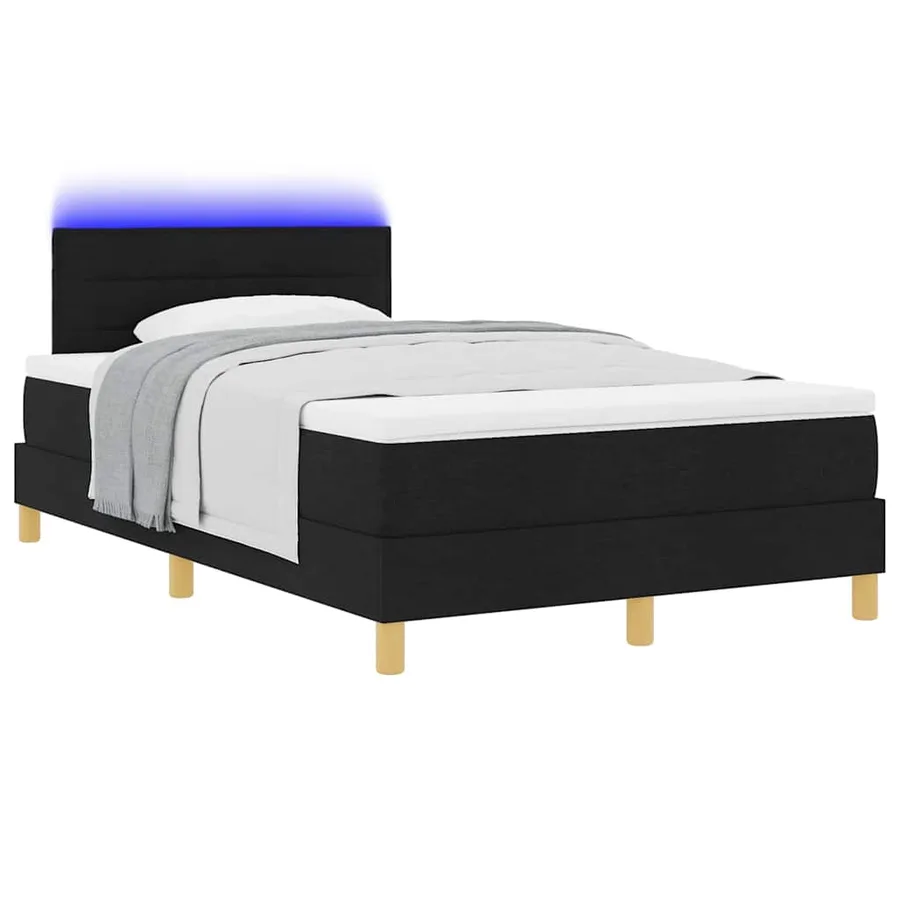 Lit à ressort LED avec bandes LED Noir 120 x 200 cm tissu - 3