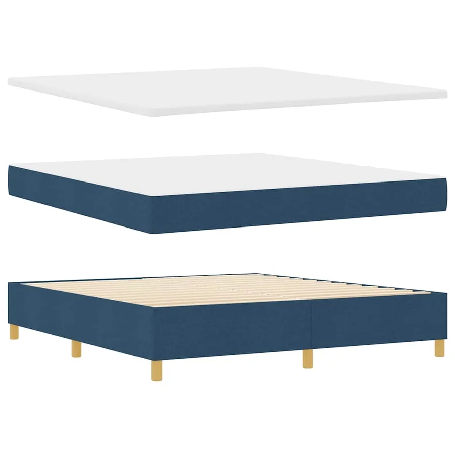 Lit à ressorts avec matelas Bleu 180 x 200 cm tissu - 6