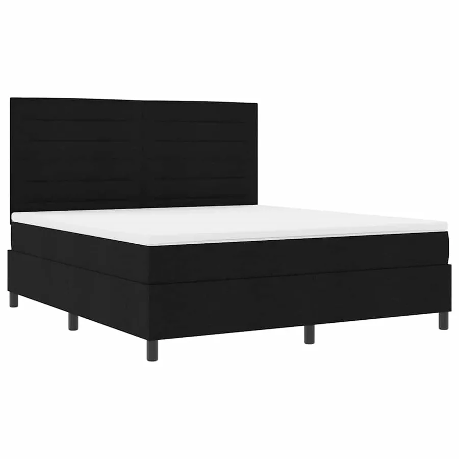 Lit à ressorts avec matelas Noir 180 x 200 cm tissu - 5