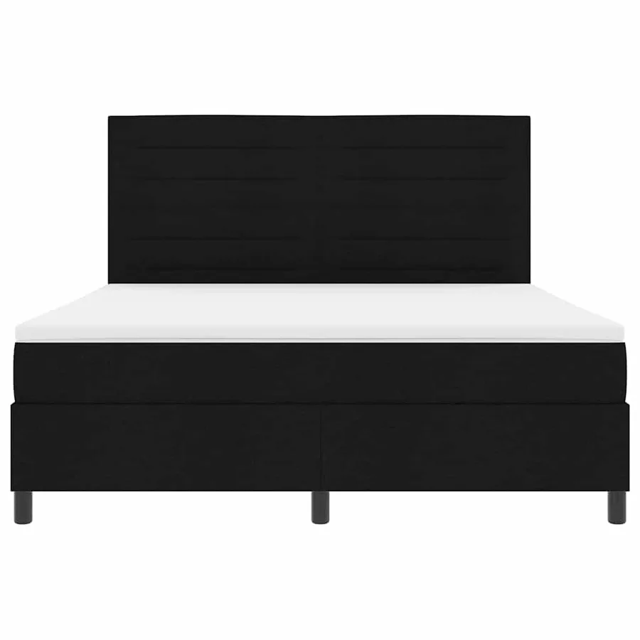 Lit à ressorts avec matelas Noir 180 x 200 cm tissu - 7