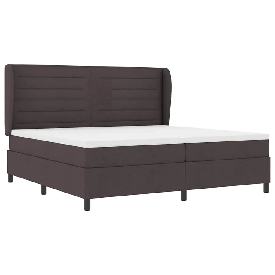 Lit à ressorts avec matelas Marron foncé 200 x 200 cm tissu - 5