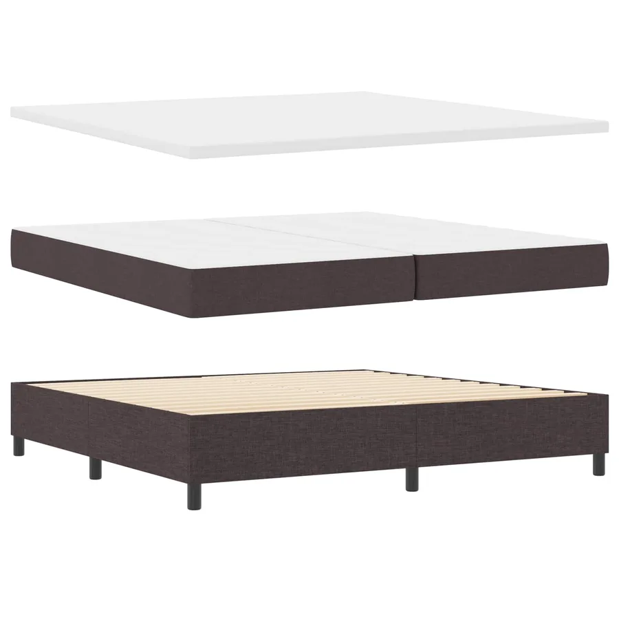 Lit à ressorts avec matelas Marron foncé 200 x 200 cm tissu - 6