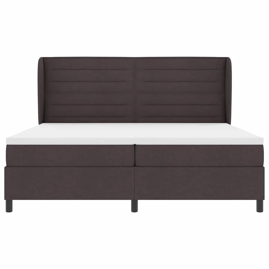 Lit à ressorts avec matelas Marron foncé 200 x 200 cm tissu - 7