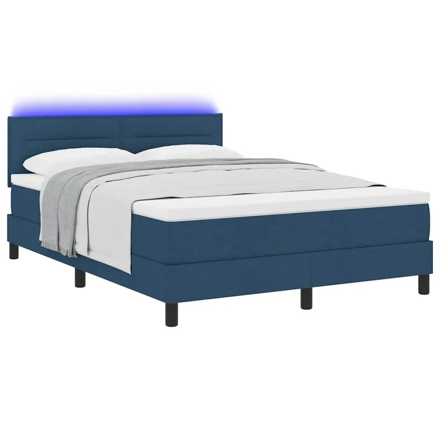 Lit à ressorts avec matelas avec LED Bleu 140 x 200 cm tissu - 3