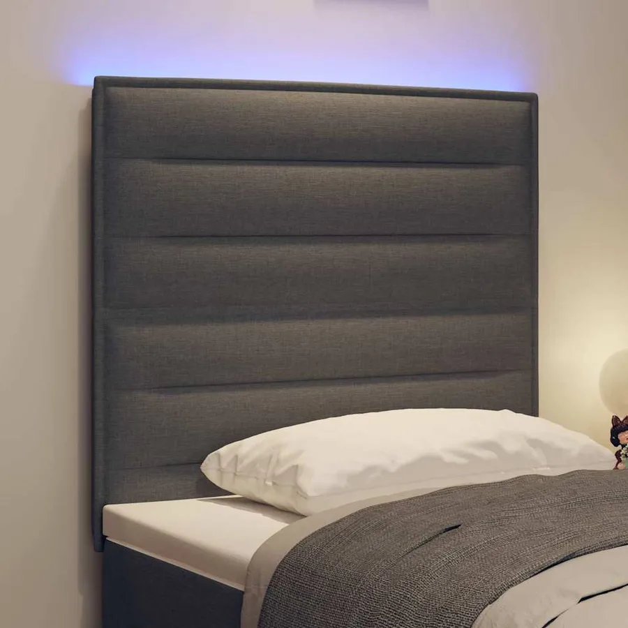 Tête de lit LED avec bandes LED Gris foncé 80 cm tissu - 4