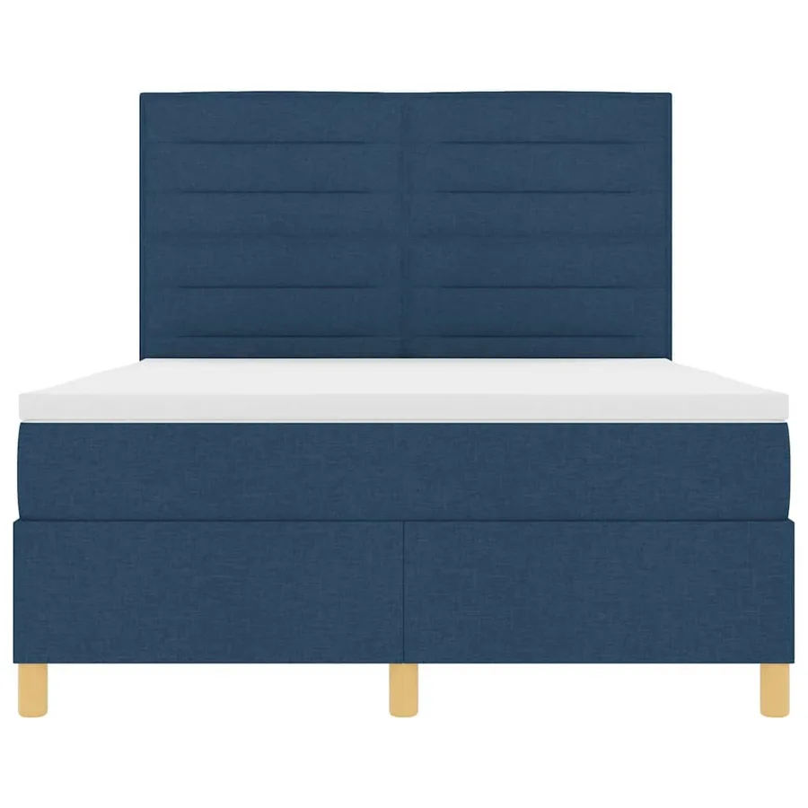 Lit à ressorts avec matelas Bleu 140 x 190 cm tissu - 7