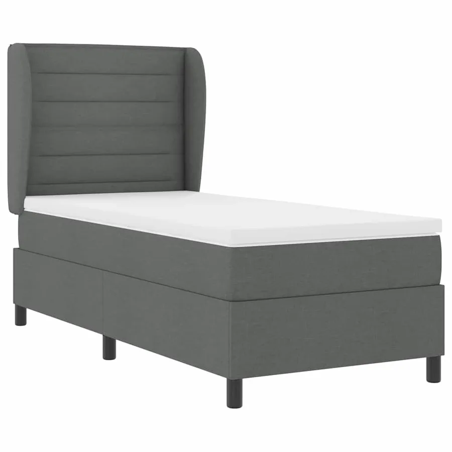 Lit à ressorts avec matelas Gris foncé 90 x 190 cm tissu - 3