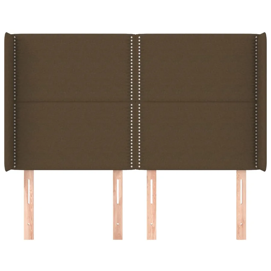 Tête de lit avec oreilles Marron foncé 147x16x118/128 cm Tissu - 3