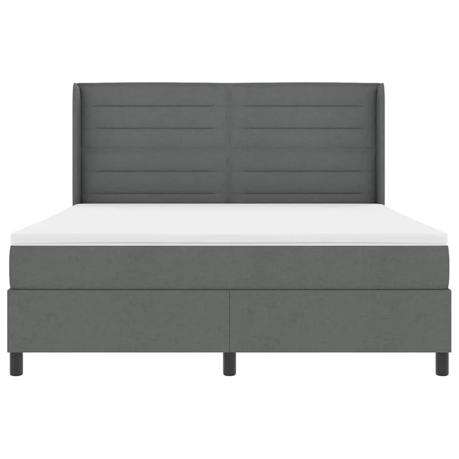 Lit à ressorts avec matelas Gris foncé 200 x 180 cm tissu - 7