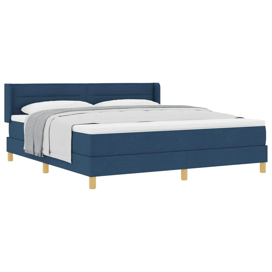 Lit à ressorts avec matelas Bleu 200 x 180 cm tissu