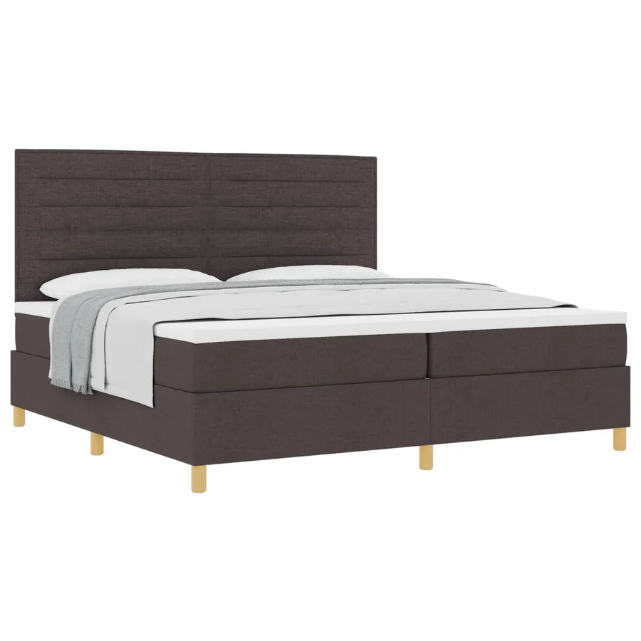 Lit à ressorts avec matelas Marron foncé 200 x 200 cm tissu - 2